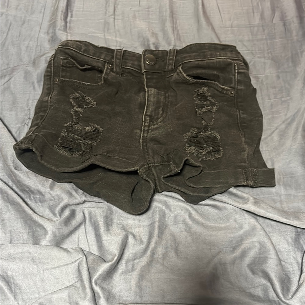 Aeropostale Black Jean Shorts Distressed Raw Hem